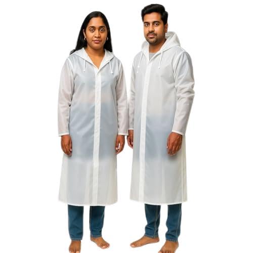Unisex EVA Waterproof Raincoat with Hood | Full Sleeve Reusable Rain Wear for Men & Women | Lightweight Travel Rain Coat | Universal Free Size | 1 Piece | Blue-image-1