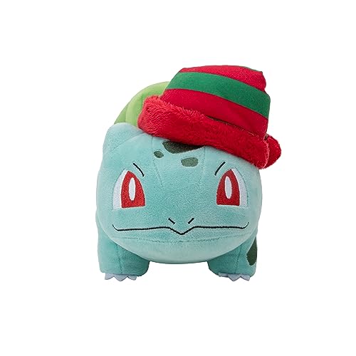 Pokémon PKW3377-20 cm Winter Plüsch - Bisasam mit Mütze, offizielles Plüsch – Ansicht 5