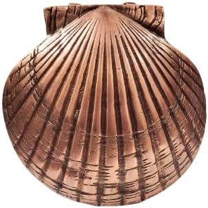 Brass Scallop Shell Door Knocker in Copper Shade, Solid Nautical Brass Front Door Knocker in Copper Plating for Home & Hotel Decor, Coastal Beach Style Decor, Durable & Rust-Resistant.