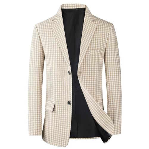 Mens Blazer Plaid Casual Sport Coat Notched Lapel Single Breasted Daily Blazer Formal Suit Jacket for Prom Business
