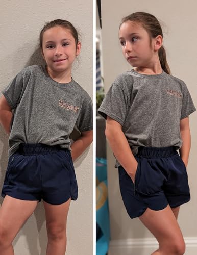 Image of Zaclotre Girls Athletic Shorts with Zipper Pockets High Waisted Running Shorts Soccer Gym Sports Active Short for Kids
