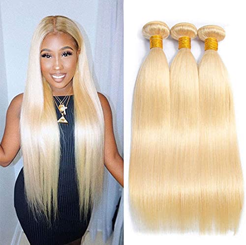 muaowig Blonde Hair Bundles 613 Bundles Brazilian Remy Hair Bundles Remy Human Hair Grade 8A 100% Unprocessed Virgin Hair Straight Blonde Bundles For Women 24 26 28 Inch