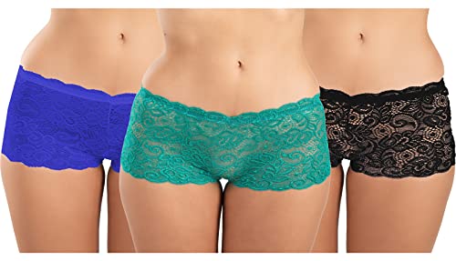 Image of FIMS - Fashion is my style Cotton Lycra Net Boy Short Panty for Womens, Mid Rise, Satin, Hipster Panties, Daily Use, Back and Front Coverage, Brief, See Main Image to Check How Many Panty You Will Get
