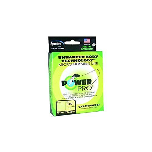 PowerPro 21100100100Y Spectra Braided Fishing Line 10lb 100yd, Hi-Vis Yellow, One Size