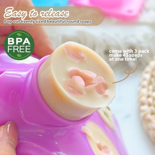 Image of HKNMTT 3Pcs Round Cylinder Small Silicone Molds 15-Cavity Soap Mold