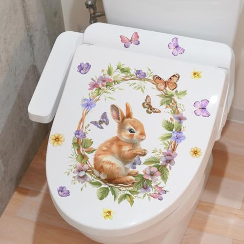 Vinilo decorativo Achang Conejo primaveral con corona floral miniatura 4
