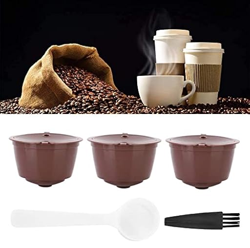 Voarge 3 cápsulas de café, filtro de café, capsulas para cafeteras Dolce gusto reutilizables rellenables - + 1 cuchara para rellenar - 1 cepillo para limpiar de regalo (Marrón) | Ya disponible en tu tienda friki favorita! En mundofriki.es!