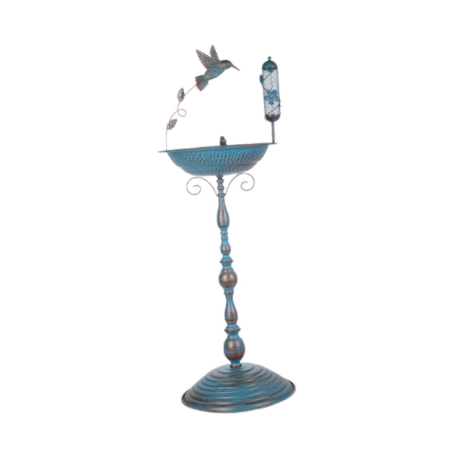 Cuenco de baño de hierro con estatua, comedero para pájaros y baño de jardín vintage, 33 cm x 103 cm