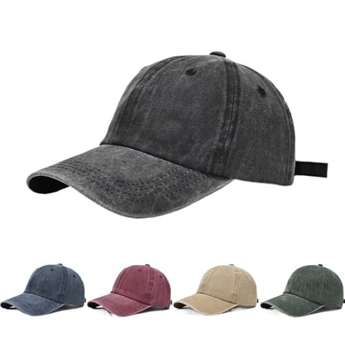 Casquette de baseball en coton lavé effet petit visage rétro