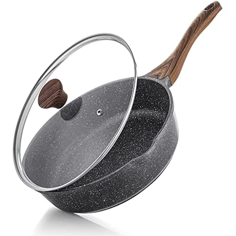 SENSARTE Nonstick Deep Frying Pan Skillet, 12-inch Saute Pan with Lid, Stay-cool Handle, Chef Pan Healthy Stone Cookware Cooking Pan, Induction Compatible, PFOA Free Cover