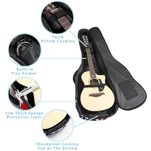 JRHEJTHH Housse pour guitare acoustique imperméable et pliable avec bandoulière réglable pour guitare acoustique de 101,6 cm, 104,7 cm, rembourrage épais motif drapeau américain, Multicolore 5., - Les Beatles, Paul McCartney, John Lennon, RIngo Starr, George Harrison JRHEJTHH Housse pour guitare acoustique imperméable et pliable avec bandoulière réglable pour guitare acoustique de 101,6 cm, 104,7 cm, rembourrage épais motif drapeau américain, Multicolore 5., – Image 3