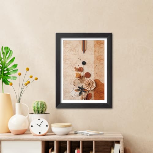 Image of TenorArts Floral Art 3D Clay Textured Digital Print Photo Frame, Modern Art Abstract Painting For Bedroom Living Room Home and Cafe Decor | Minimal Drawing Black Framed Posters for Decoration (9x12 inches) [CL-F18]