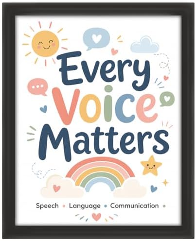 Posterizer - Every Voice Matters Poster for Speech Therapy Office Decor, Colorful Kids SLP Wall Art, Speech Language Communication Print, Pediatric Therapy Room Classroom Décor- 8x10 Unframed