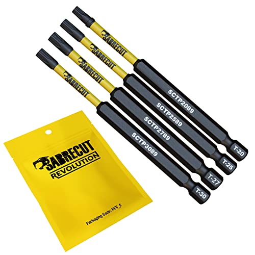 4 x SabreCut SCTPTX89 Torx Tamper Proof Security Screwdriver Bits T20 T25 T27 T30 x 89mm (Length)