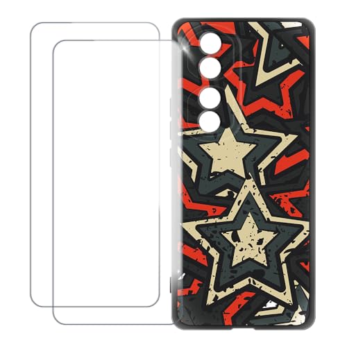 UOGNADGD Compatible con Huawei Honor 70 Pro+ Funda Personalizada Colorida con 2 Protectores de Pantalla de Cristal Templado – Antigolpes y Antirayaduras (Estrella)