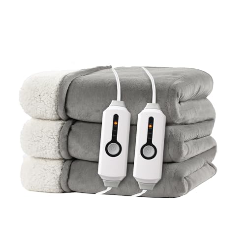 Electric Heated Blanket 90'x100' King Size for Safe All Night, Dual-Sided Microplush Sherpa for...