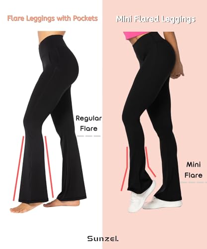 Sunzel Calça legging feminina de cintura alta, com controle de barriga, casual, flare para ioga, tre