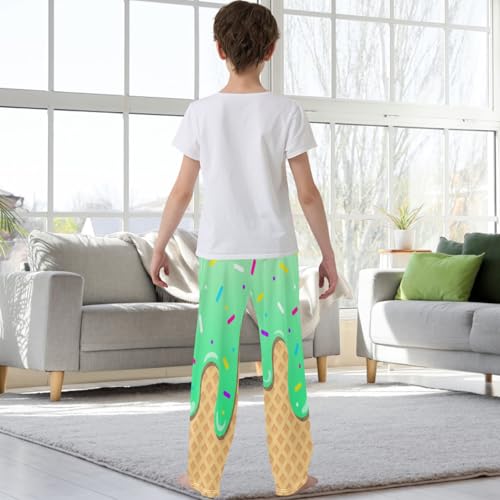 Boys' Pants Ice Cream Drip Light Green Joggers Long Bottoms Trousers Sweatpants with Pockets Size 6-143