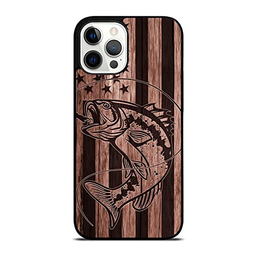 Wood American US Flag Bass Largemouth Fishing Fisherman Gift Case - Compatible with iPhone 13 12 11 X XS XR 8 7 6 6s Plus Mini Pro Max (iPhone 13)