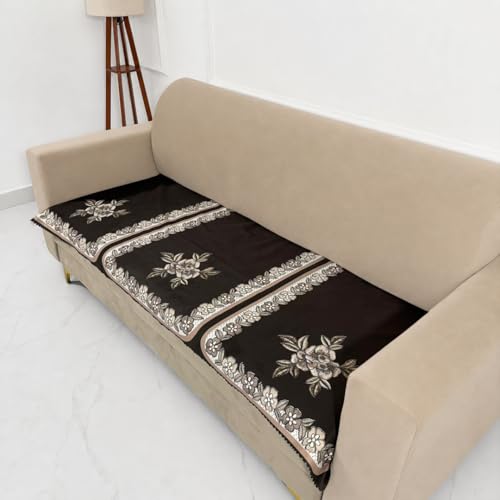 Image of Homerz Premium 'Luxe Series' Sofa Cover | Holland Velvet Fabric | Smooth Finish | Anti-Slip Fleece Backing Couch Protector (Royal, 3 Seater, Only Seat Cover)