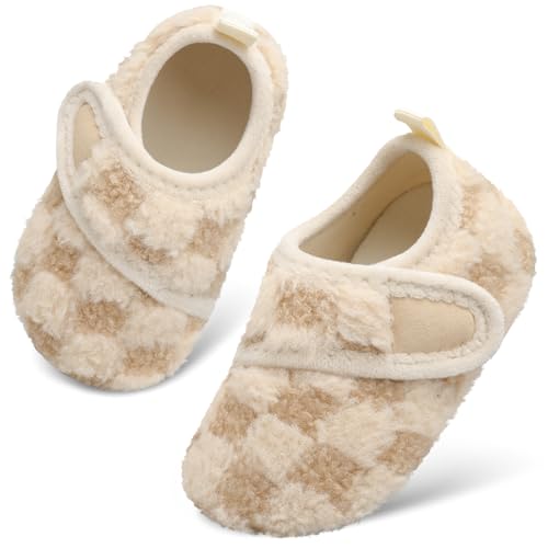 Image of Scurtain Toddler Warm Winter House Slippers Baby Boys Girls Indoor Home Slippers Cozy Lightweight Non-Slip Shoes For Infant Kids Plush Linned