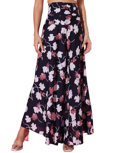 Image of Trend Arrest Navy Blue Printed Flared Palazzo