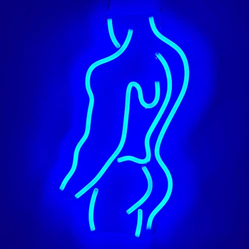 QILAND Man Body LED Neon Sign Super Bright Acrylic Handmade Led Light Neon Light Size 9x15.8 in Man Back Sign for Shop Window Store Display Beer Bar Nightclub Grand Opening Gift (Blue)