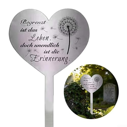 Decorazione per tomba a forma di cuore in acciaio inossidabile, per uso commemorativo in giardino, con materiale resistente alle intemperie per esposizione esterna durevole (B)
