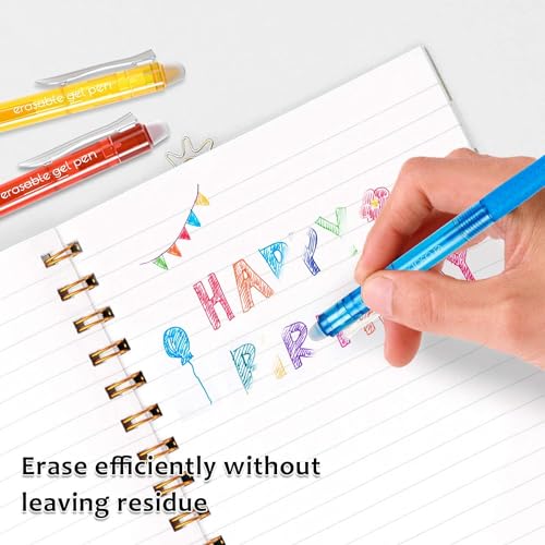 Image of Lineon Erasable Gel Pens, 18 Colors Retractable Fine Point Erasable Pens Clicker for Back to School, Assorted Color Inks, Make Mistakes Disappear for Drawing Writing Planner and Crossword Puzzles