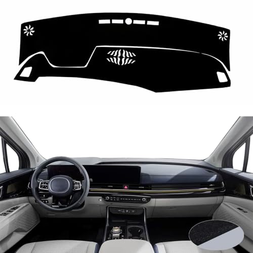 XVWTJZIA Fit for KIA Carnival 2025 2026 Dashboard Cover Pad,Dash Cover Mat,Custom Polyester/Non-Slip/Anti-Glare/Black