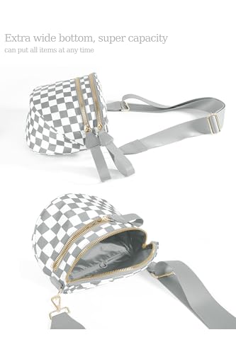 Image of FEIBOON Spacious Checkered Nylon Crossbody Bag Bum Bag Handbags Wallets for Women