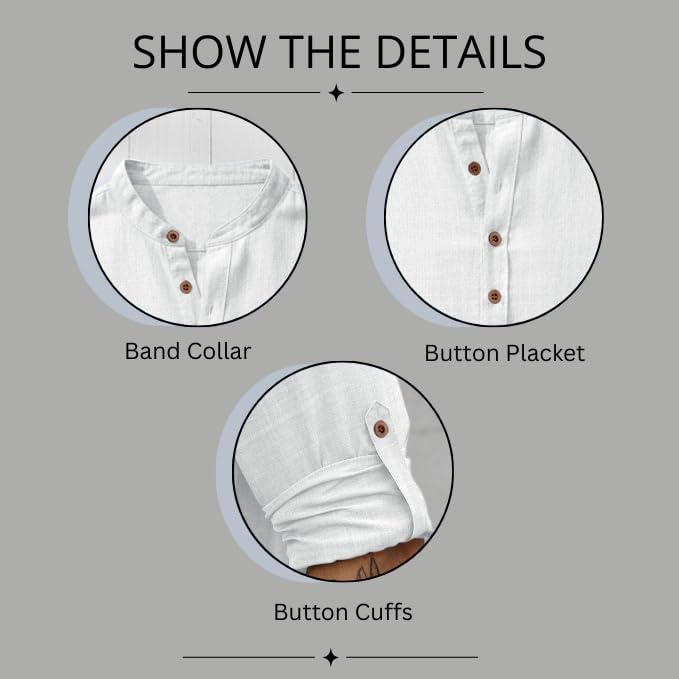 Image of ROYALSCOUT Men's Short Kurta | Solid Mandarin Collar Full Sleeve Pullover Style Kurta | Regular Fit Casual Ethnic Wear for Men