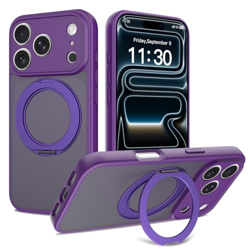 Image of Magnetic Case for iPhone 17 Pro With Magnetic Ring Stand, [Compatible with Magsafe] [Military Grade Drop Protection] Shockproof Phone Cover for iPhone 17 Pro Full Camera Protection 6.3 inch Purple