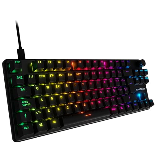 NEWSKILL Serike V2 TKL Teclado mecánico tenkeyless RGB con switches Hot-Swap lineales, Estructura de Aluminio y Layout español Negro