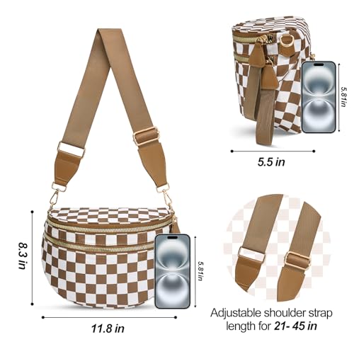 Image of Checkered Crossbody Bag, Bum Bags for Women Crossbody,Spacious Sling Bag Purse Fanny Packs with Shoulder Strap