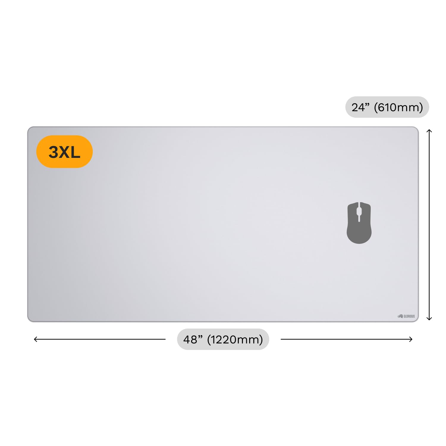 GLORIOUS Gaming - Mouse Pad GMP 2 XXXL: resistente ai liquidi, per tutti i sensori, superficie bilanciata per velocità e controllo, bordi cuciti - 1220mm x 610mm x 3mm - Tappetino 3XL bianco
