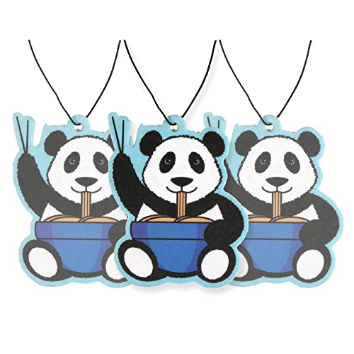 Image of Cute Funny Panda Eating Noodles Car Air Freshener 4 Pack Scented with Premium Oils (4 Pack)