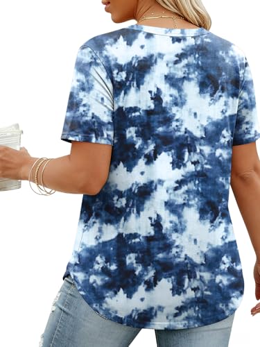 Image of VISLILY Plus-Size-Tops for Women Casual Short Sleeve T Shirts Trendy Tie Dye Crewneck Tees Comfy Loose Fit Tunics XL-5XL