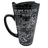 Black Sketchbook Mickey Mouse Ceramic Travel Mug, Disney Coffee Tumbler, 7.5 Inches