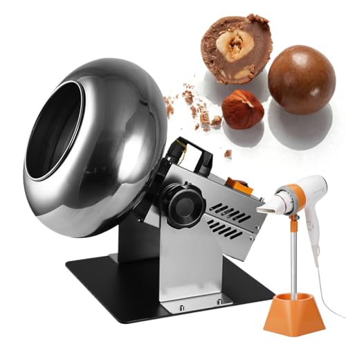 TYYMLY Sugar Coating Chocolate Polishing Machine | Electric Nuts&Food Drum Mixer | Chocolate Panning Machine | Stainless Steel Pot Body 320mm & Output:1-3kg/Time & Adjustable Angle/Speed