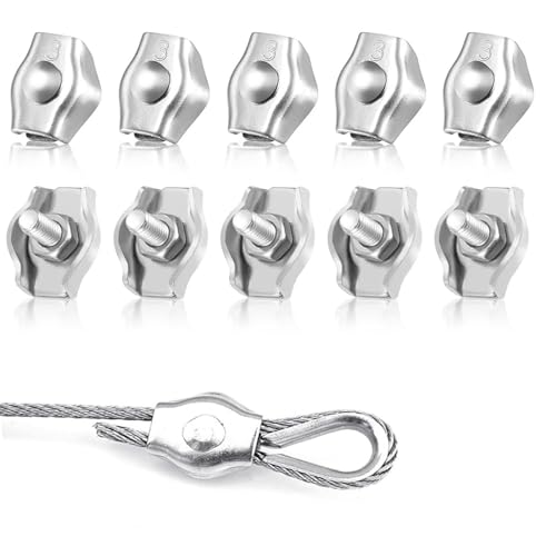 Lohill M3 Drahtseilklemme, 10 Stück Edelstahl 304 Kabelklemme, 3mm Seilklemmen Drahtseilklemme Drahtseil Klemme, Drahtseil Stahlseil Wäscheleine Markise Fixiert