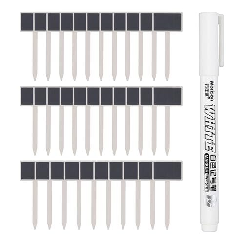 32er Set Pflanzenschilder Zum Beschriften und 1 Marker Wetterfeste Pflanzschilder & Pflanzenstecker Für Kräutergarten Pflanzen Beschriftungsschilder Pflanzschilder Pflanzenstecker Zum Beschriften