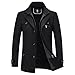 KUDORO Herren Wintermantel Wolle Kurzmantel Herren Wollmantel Mittellang Peacoat Herren Casual Slim Fit für Business Freizeit(Schwarz2,L)