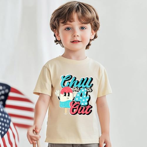 Image of Kids 4th of July Shirt USA Flag Clothes Toddler Boys Girls Children Patriotic Tee Tops 1-7 Years