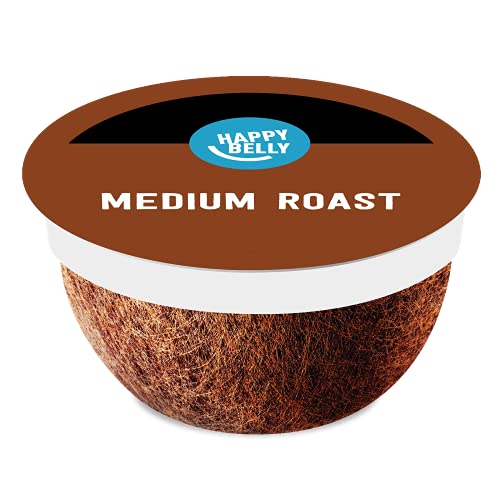 Amazon Brand - Happy Belly Medium Roast Compostable Coffee Pods, Compatible with K-Cup Brewer...