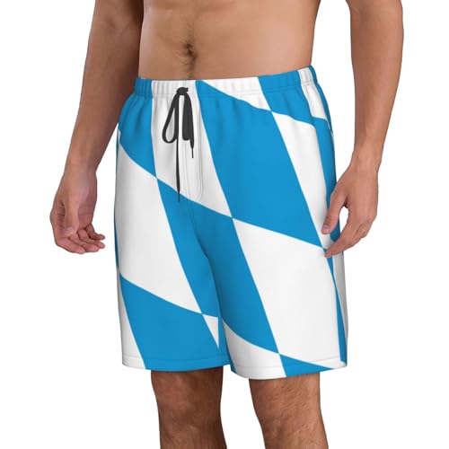 Flag of The Bavarian Lozenge Variant Men's Beach Pants-Quick-Dry & Comfortable Mens Beach Shorts for Men, Perfect for Surfing and Everyday Wear White2