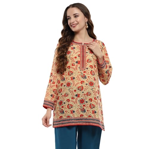 Image of BIBA Women Crepe Floral Printed Regular Fit Straight Kurti