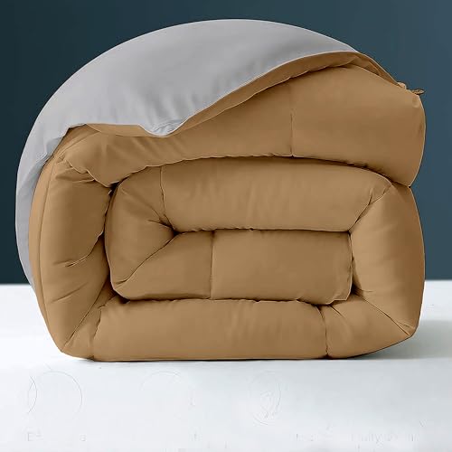 Image of Day Care - 500 GSM Hotel Quality-Down Alternative Reversible Comforter (90 inch x 90 inch Inches /228cm x 228cm) - Comforter Queen Size|Beige /Silver