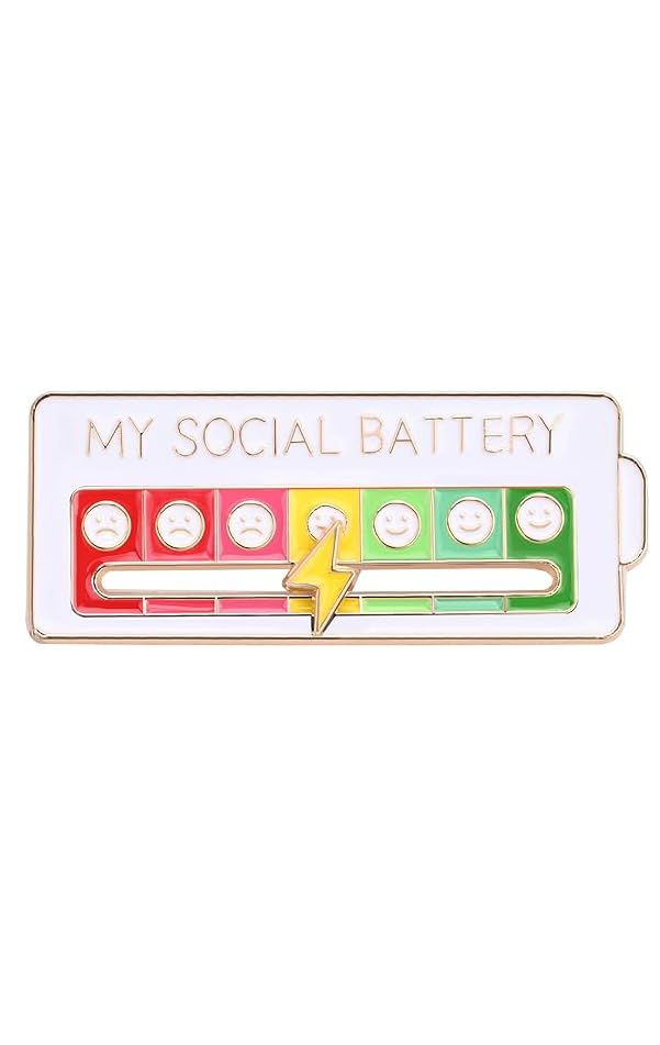 My Social Battery Hareketli Rozet Pin Broş