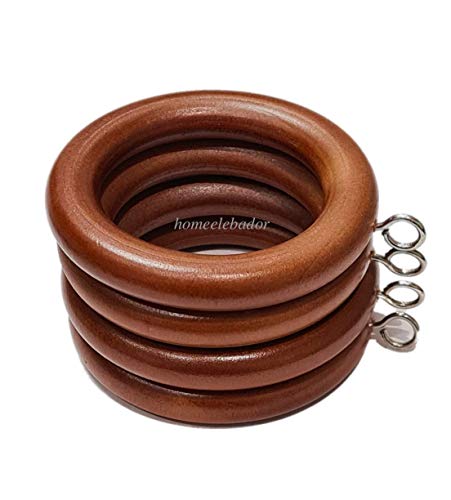Anillos para barra de cortina de madera de roble natural de 45 mm con ojal de rosca, ojales deslizantes para postes de 42 mm, paquete de 24